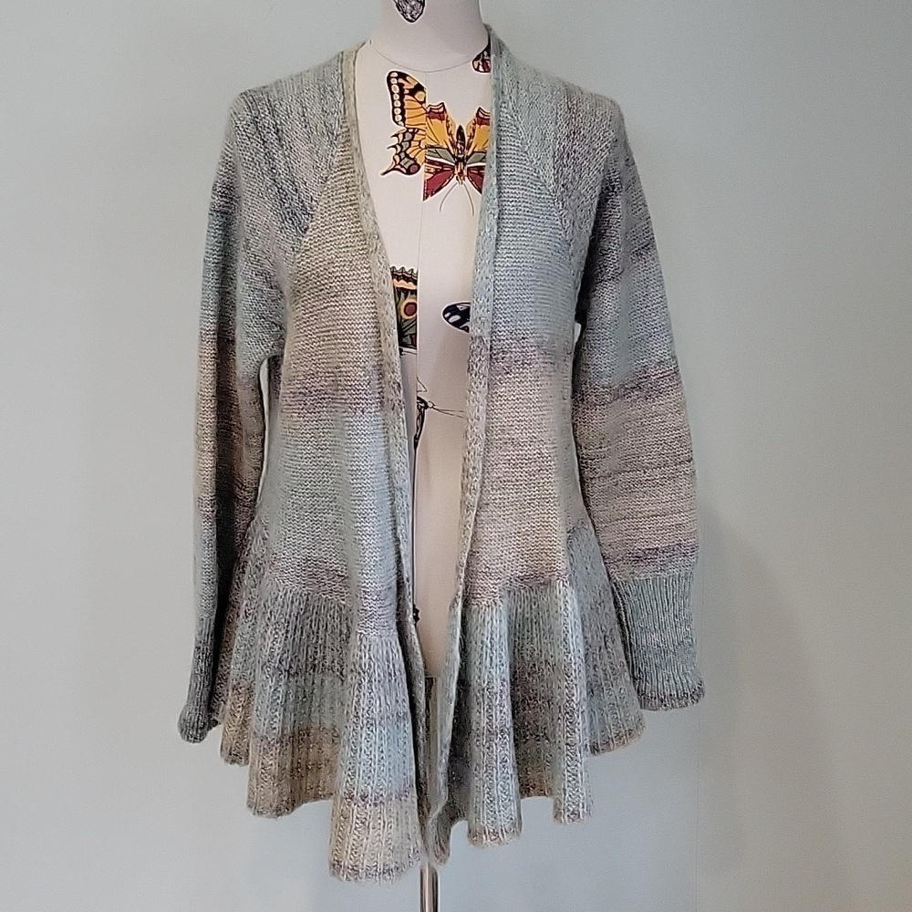 Anthropologie knitted & knotted blue mohair cardigan. Size is Large.